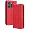 GOGME Cover per Motorola Moto Edge 50 Neo, Antiurto Flip Hoesje Custodia con Carte di Credito da Funzione Stand in PU Pelle Premium Portafoglio Protezione. Rosso