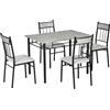 DecHome Set Tavolo e Sedie 5pz Tavolo da Pranzo Rettangolare in Metallo e MDF e 4 Sedie da Pranzo Grigio e Nero