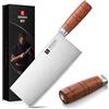 XINZUO 20,5cm Coltello da Cuoco Cinese Acciaio Composito 3 Strati Coltello da Chef Multifunzione -Professionale Acciaio Inossidabile Tagliente Mannaia Cinese -Manico Ergonomico in Red Wood