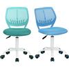 HOMYLIN VD Garofano Aqua Set di 2 sedie da scrivania Ufficio Regolabile in Altezza Girevole in Tessuto, Sedia ergonomica con Schienale, Blu+Turchese, 44×40×86cm
