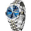 PINDOWS Orologio da uomo, orologio da polso di lusso con diamanti, analogico al quarzo, impermeabile, con data luminosa, cinturino in acciaio inossidabile bicolore, stile business casual classico