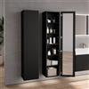 neoro n50 stripes colonna con specchio interno La: 40 A: 180 cm, 1 anta, battuta variabile, BN0495BBM, n50 [Mobili da Bagno > Colonne]
