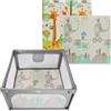 MS - MS Parco giochi L 120×120 Grigio con Trendy 8909 Elefante con doppio design
