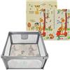MS - MS Parco giochi L 120×120 Grigio con Trendy 8910 Giraffa con doppio design