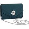 Miss Lulu Pochette Clutch Donna, Pochette Eleganti da Cerimonia, Borse con Diamanti in Pelle Scamosciata, Borsa da Sera Elegante con Catenella per Matrimoni, Feste e Serate