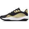 Under Armour UA Lockdown 7 Low, Scarpa da Basket Unisex-Adulto, Black/Metallic Gold/Black, 45.5 EU