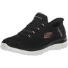 Skechers - Scarpe da Donna Senza Lacci Hands Free Summits Classy Night, Nero Oro Rosa, 35 EU