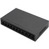 DIGITUS Switch di rete PoE - 10 porte - Gigabit Ethernet - Non gestito - 8 porte RJ45 PoE + 2x RJ45 Uplink - 60W PoE Budget - Modalità CCTV - 10/100/1000 Mbit/s - nero