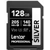 Lexar 128GB SD Card SILVER, fino a 205 MB/s in Lettura, Scheda di Memoria SDXC UHS-I, Classe 10, U3, V30, SD Card per Fotografi Professionisti, Videografi, Appassionati