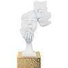 BONGELLI PREZIOSI Figura Statua Moderna Coppia Face 28cm Bianco Base Oro Marmorino