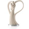 BONGELLI PREZIOSI - Statua Figura Innamorati Cuore Nocciola 21cm Marmorino Base Argento