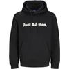 JACK & JONES Jorsplit AOP Branding Sweat Hood, Nero, M Uomo