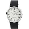 Timex Orologio da uomo Waterbury, 40 mm, cinturino a sgancio rapido in due pezzi in pelle nera, quadrante bianco, cassa in acciaio inox TW2W15000