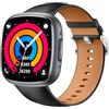 Knauermann Neo 2 (2025) - Nero Rettangolare - Orologio Salute Smartwatch - ECG - Funzione HRV - Bluetooth BT - Apnea del sonno - Pressione Sanguigna - Cinturino in Pelle di Mucca Nero, Höhe: 42 mm