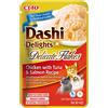 Inaba Ciao Inaba Dashi Delights Delicati Fiocchi di Pollo con Tonno e Salmone in Brodo Cibo Umido per Gatti 40 g