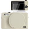 VOVMOEYA Custodia per fotocamera Canon Powershot G7 X Mark III con 2 pellicole proteggi schermo, protezione completa, custodia morbida in silicone per obiettivo rimovibile per Canon G7XIII G7X3, beige