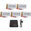 ZYGY 5X 3.7V 500mAh 25C Batterie e 5in1 Caricatore per H31 H37 H6D Hubsan X4 FPV H107C/D/L/P H108 JXD392 JXD388 JXD385 UDI U816A SYMA X5C X5SW HS170 HS170C HS170G F180W F180C TR-C385 TR-P51 TR-F22