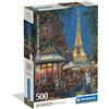 Clementoni - Puzzle 500 Pezzi per Adulti e Ragazzi, Collection, Tema Notte al Caffè della Torre Eiffel, con Poster Incluso, Compact Box, Idea Regalo Made in Italy, 36x49 cm, 35577