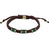 Fossil Bracciale da uomo, Bracciale in acciaio inossidabile e pelle con chiusura scorrevole, Marrone (Brown), Marrone e Verde
