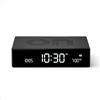 Lexon Flip Premium Digital Alarm Clock - Rechargeable Desk Clock with On/Off Faces - Snooze function, Pure VA LCD display, Touch & Sound Sensor, Aluminum - Black