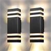 Strixorn 2 Pezzi Lampada Da Parete Esterno In Alluminio, Impermeabile IP65 Lampade da Parete Moderno Esterna, E27 Lampada Esterna Per Portico, Ingresso, Porta, Patio E Garage, Lampadina non Inclusa, Nero