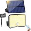 Generico Lampada Solare da Estern, con Sensor di Movimento, 4 Modes Telecomando Faretto LED da Esterno Solare con Pannello, Luci da Estern Giardino Solari con cavo da 5 m, Bianco Caldo