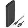 Belkin Batteria esterna portatile da 10000mAh, caricabatteria USB-C 10K con 1 porta USB-C e 2 porte USB-A, power bank con ricarica da 15 W per iPhone, Samsung Galaxy, Pixel, AirPods, iPad - Nero