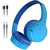 Belkin SoundForm Mini Cuffie wireless per bambini con microfono, 30 ore di riproduzione, adesivi divertenti, headset over-ear per didattica online, scuola e viaggi, per iPhone, iPad e Galaxy, blu