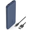 Belkin Batteria esterna portatile da 10000mAh, caricabatteria USB-C 10K con 1 porta USB-C e 2 porte USB-A, power bank con ricarica da 15 W per iPhone, Samsung Galaxy, Pixel, AirPods, iPad ecc - Blu