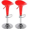BAKAJI Set 2 Sgabelli Cucina Regolabile Acciaio e ABS Sgabello Girevole Rosso Casa Bar