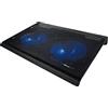 Trust 20104, Base di Raffreddamento per Laptop 17.3, 2 Ventole Illuminate, Alimentazione USB, Portacavo Integrato, Cooling Pad con Porta USB Aggiuntiva - Nero