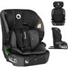 LIONELO Seggiolino auto LEVI FIX I-SIZE con ISOFIX per bambini 76-150 cm fino a 36kg Gruppo 1/2/3 Protezione laterale 10 Livelli di regolazione del poggiatesta, Top Tether, Ampio e comodo (Grigio)