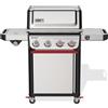 WEBER Barbecue a Gas da Giardino BBQ da Esterno 4 Bruciatori in Acciaio Inox Sear Zone con Ripiani Laterali e Griglie in Ghisa Smaltata colore Acciaio Inox - 1500933 Spirit SP-435