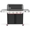WEBER Barbecue a Gas da Giardino BBQ da Esterno 4 Bruciatori in Acciaio Inox Sear Zone con Ripiani Laterali e Griglie in Ghisa Smaltata colore Nero e Acciaio Inox - 1501260 Genesis E-435W