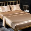 Jemiipee 4 Pezzi Completo Lenzuolo Letto Matrimoniale, 1 x Lenzuola Sotto con Angoli Tinta Unita 180x200 cm con 1 x Lenzuolo Piatto e 2 x Federe, Biancheria da Letto in Raso, Bronzo
