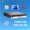 HP PC DESKTOP HP 800 G3 MINI INTEL I5 RAM 8GB SSD 512GB WIN 11 PRO RICONDIZIONATO