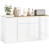 HOMCOM Credenza da Cucina Moderna con Cassetto e 3 Armadietti con Ripiani Regolabili, 140x40x75 cm, Bianco