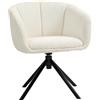 HOMCOM Poltrona, sedia imbottita con seduta confortevole, girevole, rivestimento accogliente, fino a 120 kg, Bianco crema