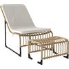 Outsunny Poltrona Relax in Rattan con Poggiapiedi Resistente ai Raggi UV Poltrona da Giardino con Cuscino Cinghie 65 x 93 x 80 cm Legno Naturale | Aosom Italy