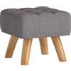 HOMCOM Poggia Piedi Imbottito con Aspetto Lino, Gambe in Legno, fino a 110 kg, Grigio | Aosom Italy