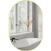 HOMCOM Specchio da Bagno Ovale 60x90 cm Specchio Decorativo da Parete con Cornice in Alluminio per Soggiorno Orizzontale o Verticale Dorato | Aosom Italy
