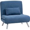 HOMCOM Poltrona con funzione letto, design 2-in-1, poltrona letto, ospite letto, rivestimento in tessuto, con cuscino, Blu | Aosom Italy