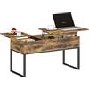 HOMCOM Tavolino da Salotto Sollevabile con Piano Scorrevole Chiusura Morbida Spazio Nascosto di Archiviazione 100x45x67 cm Marrone Rustico | Aosom Italy