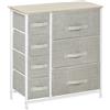 HOMCOM Comò 7 cassetti in tessuto, chiffonier, mobile portaoggetti moderno, struttura in acciaio, 63,5 x 30 x 71 cm, grigio | Aosom Italy