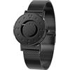 EUTOUR Orologio Cieco Magnetico da Uomo Cuscinetto a Sfera Silent Touch Resistente all'Acqua Moda Minimalista Senza Vetro Orologio al Quarzo 40mm Maglia Milanese Cinturino Acciaio Inox Nero