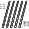 ZMDMAH 6 Pcs Connettore Piatto, 244 x 19 x 3 mm Nero Piastra Forata Piastre di Giunzione Piatte Staffe di Fissaggio per Riparazione con 48 Viti, Riparazione Piastra per Riparazione di Mobili