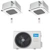 Midea Climatizzatore Condizionatore Midea Cassetta 4 vie Compatta R32 Dual Split Inverter 12000 + 18000 BTU con U.E. M3OA-27HFN8-Q Classe A++/A+