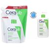CeraVe Detergente Idratante Viso Pelle da Normale a Secca, con acido ialuronico e ceramidi 473 ml + Ricarica 2x473