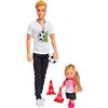 Simba Love Soccer Training - Allenatore di calcio Kevin con fischietto ed Evi come calciatore con palla e piloni, 30 cm, 12 cm, per bambini dai 3 anni (105733503)