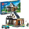 LEGO City Villetta Familiare e Auto Elettrica, Modular Building Set Casa delle Bambole con Macchina Giocattolo, Minifigure e Cucciolo, Giochi per Bambini e Bambine da 6 Anni 60398